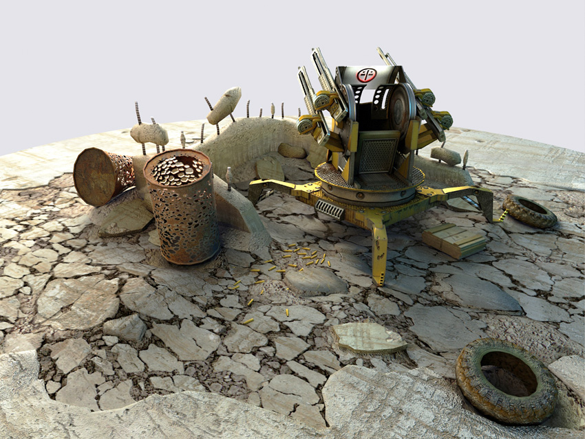 Anti-Aircraft Turret, fictional: XSI 6.01 and 7.0, Photoshop CS3, Vray